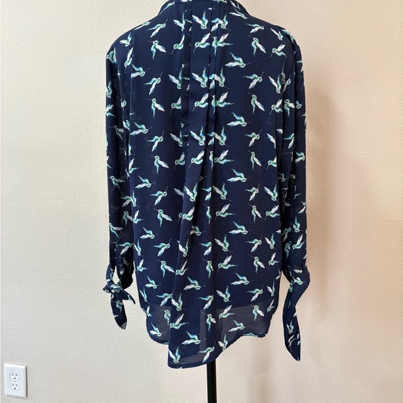 41 Hawthorn Navy Blue Blouse with Bird Print - Picture 4 of 7